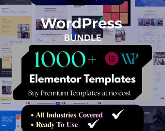 1000 WordPress Template, Elementor Templates Bundle, Wordpress Themes, Landing Pages for Business, Portfolio, Blog & Ecommerce website Kits