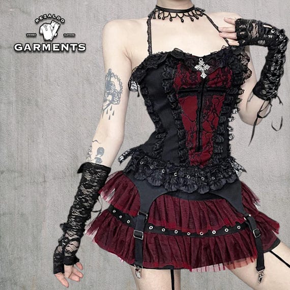 Lace Gothic Top | Halter Camisole Fitted Shirt | Dark Aesthetic 