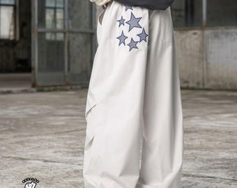 Star Patch Pants | Casual Wide Leg Trousers | Daily Wear | Y2K Streetwear Style