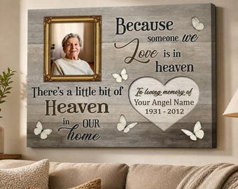 Personalized Memorial Photo Canvas, In Loving Memory Gift, Custom Sympathy Canvas, Loss of Loved One Remembrance Wall Art