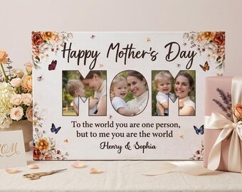 Personalized Photo Canvas Gift for Mom, Mother Day Family Keepsake Wall Art