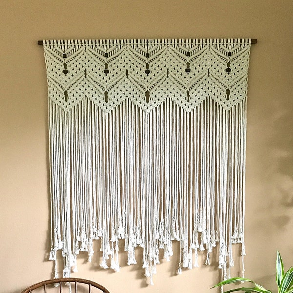 Macrame PATTERN - Written PDF Digital File - Instant Download - Tapestry Wall Hanging Tutorial - DIY Boho Fiber Art - Name: Beaded