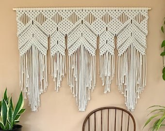 Macrame PATTERN - Written PDF Digital File - Instant Download - Tapestry Wall Hanging Tutorial - DIY Boho Fiber Art - Name: Diamond Drop