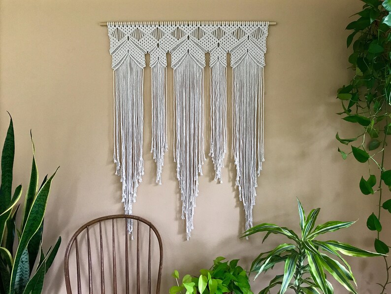 Large Macrame Wall Hanging Natural White Cotton Rope Etsy