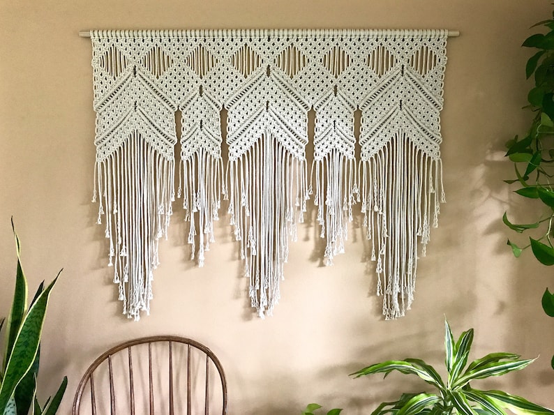 Macrame PATTERN Written PDF Digital File Instant Download Tapestry Wall Hanging Tutorial DIY Boho Fiber Art Name: Diamond Drop image 6