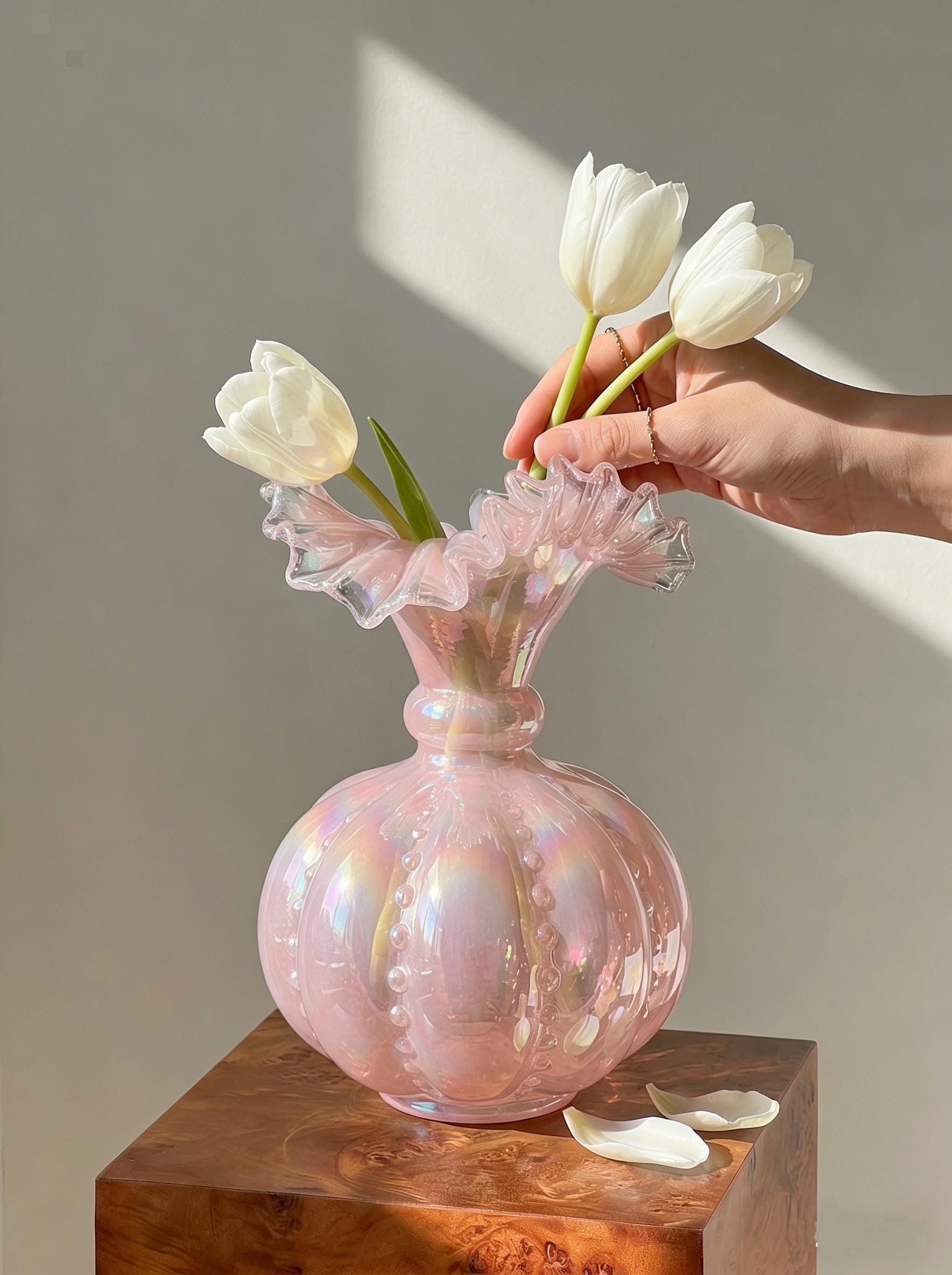 ●MODERN VINTAGE GLASS FLOWER VASE● Art Deco Glass Vase - Etsy