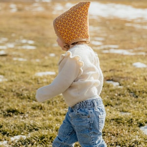 Reversible Quilt Cotton Pixie Bonnet, Handmade Baby Kids Sun Hat