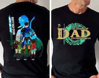Chemise personnalisée The Legend of Dad Children Of The Wild, chemise Zelda papa, chemise papa personnalisée, chemise meilleur papa de tous les temps, cadeau fête des pères 2024