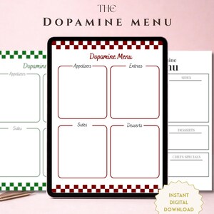 Dopamine-menu afdrukbare ADHD-zelfzorgactiviteitenplanner | Hulpmiddel voor uitvoerende disfunctie Neurodivergent Digital Wellness Sunday Reset Checklist
