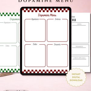 Dopamine Menu Printable ADHD Self Care Activity Planner | Executive Dysfunction Tool Neurodivergent Digital Wellness Sunday Reset Checklist