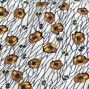 Coupon viscose fleur jaune