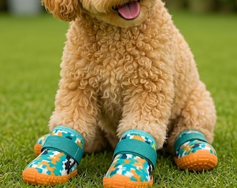 Zapatos transpirables para perros / Botas de malla para cachorros con correas ajustables, protectores antideslizantes para las patas en verano.