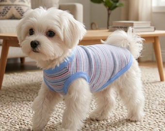 Camiseta de algodón para mascotas pequeñas / Camiseta sin mangas acanalada para perros y gatos / Chaleco suave para cachorros y gatitos / Ropa de uso diario para mascotas