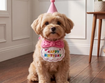 Pet Birthday Bandana and Party Hat Set | Dog Celebration Accessories