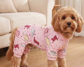 Cotton Dog Pajamas | Breathable Sleepwear for Small Pets, Cartoon Print