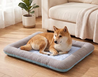 Striped Cotton Pet Bed Mat | Breathable, Washable Cushion for Small Dogs