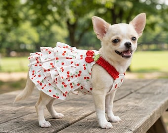 Floral Cherry Dog Dress | Tulle Princess Skirt Pet Outfit