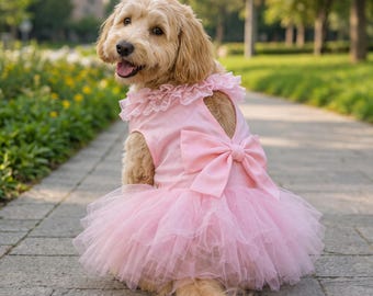 Vestido de novia para perros grandes / Vestido de tul para mascotas / Elegante atuendo de fiesta para perros / Disfraz formal para perros grandes