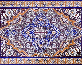 Pittura a mano all'avanguardia, design di tappeti a mosaico nei toni della terra, piastrelle da parete in ceramica di alta qualità, pezzi unici