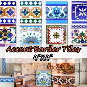 Decoratief randaccent wandtegels, hoogwaardig ontwerp, handgeschilderd, uniek, keuken, inrichting wasruimte (4inx4in)