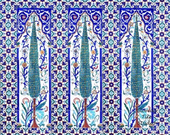 Murale di piastrelle di pino dipinto a mano, paraschizzi in mosaico mediterraneo