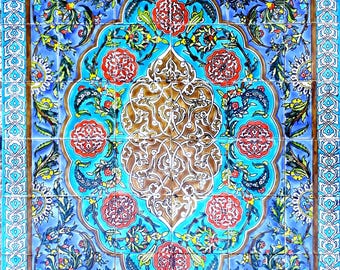 Tappeto decorativo da 60x36 pollici, mosaico murale in piastrelle di ceramica, dipinto a mano, design persiano