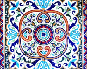 Medaglione centrale in mosaico 36x36, belle arti, piastrelle in mosaico di design di alta gamma, murale decorativo da parete, unico nel suo genere
