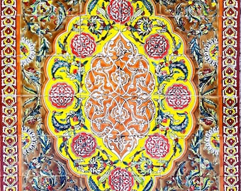 Tappeto decorativo da 60x36 pollici, mosaico murale in piastrelle di ceramica, dipinto a mano, design persiano