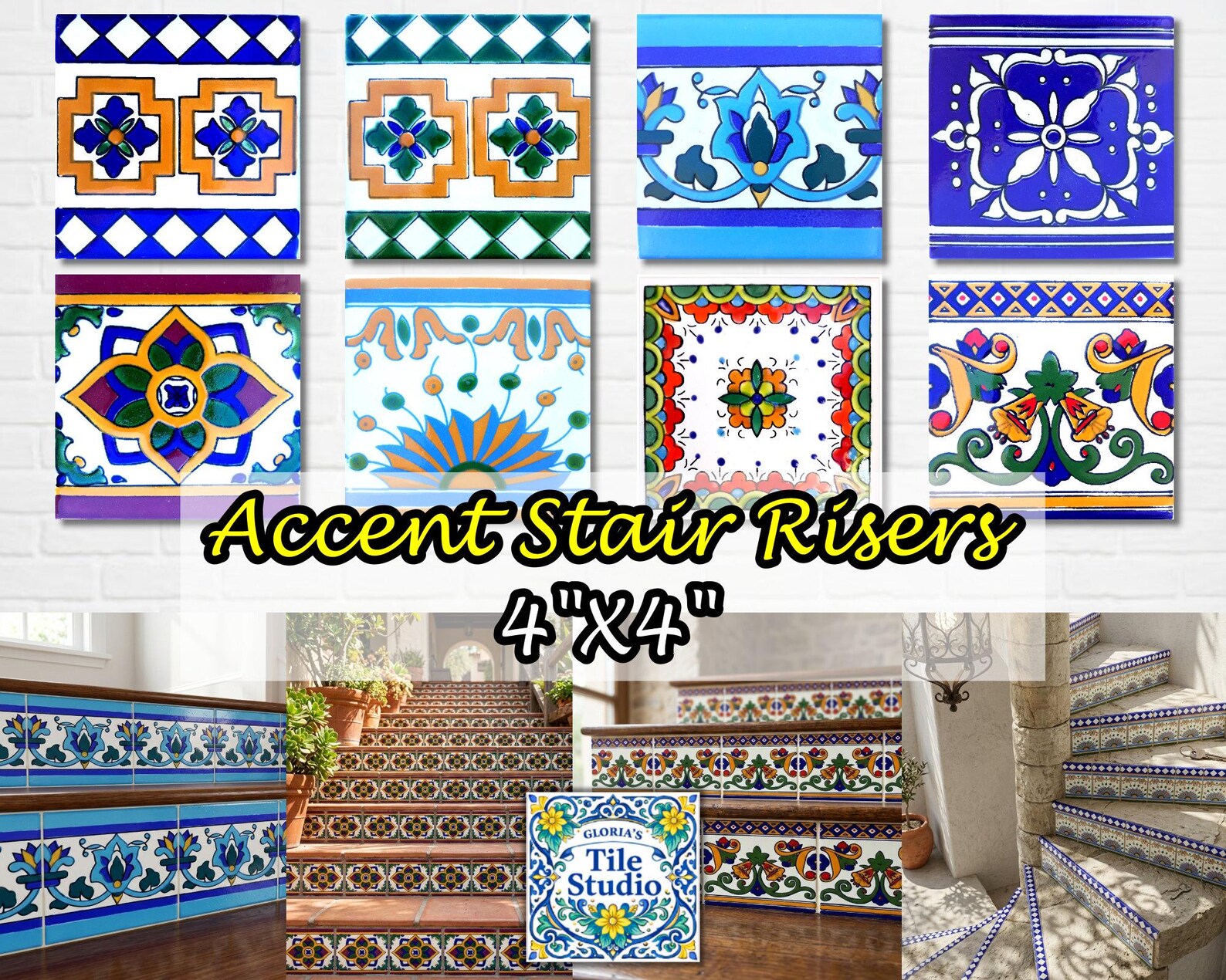 Ceramic Tile Risers Stair Risers, Decorative Accent Step Face Ceramic Tiles, High End ...
