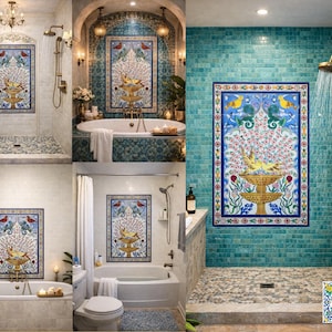 24 x 36 Kissing Doves op fontein, schone kunsten, high-end design mozaïektegels muurschildering, unieke backsplash