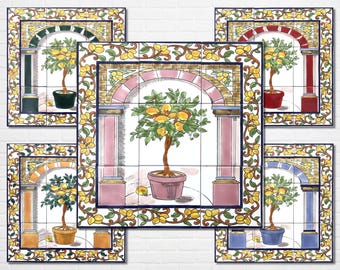Accent Backsplash Wall Panel, High End Design Ceramic Tiles Mosaic Wall Mural, One of a Kind Kitchen Backsplash (18x18)