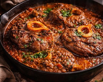 Braised OssoBuco Recipe Card Printable, Italian Veal Shank Dinner, Digital Download Kitchen Decor