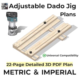 トリムルーター用調整式ダドジグの設計図 - メートル法とインチ法のセット（22ページ3D PDFガイド）