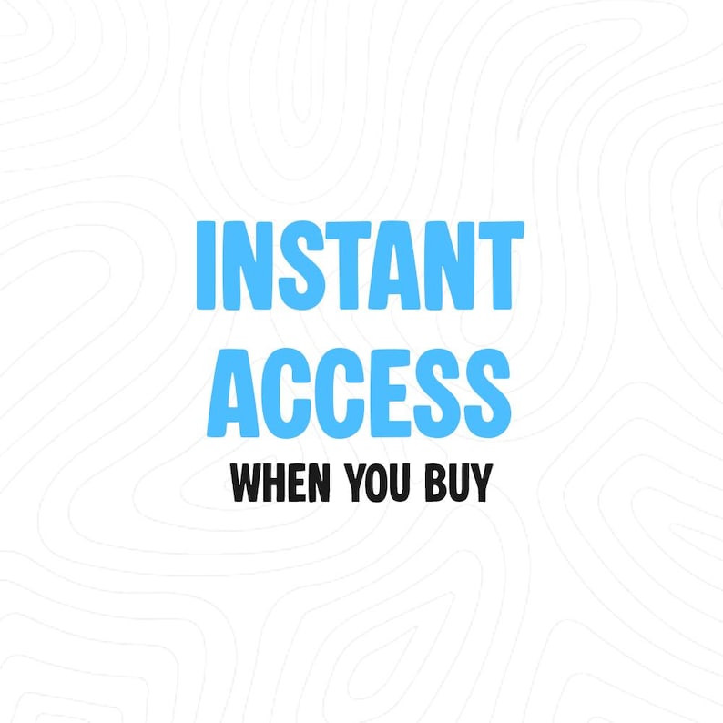 K&ouml;nnte beinhalten: Ein wei&szlig;er Hintergrund mit einem topografischen Design und den Worten "INSTANT ACCESS" in Blau, &uuml;berlagert von "WHEN YOU BUY" in Schwarz. Das Bild ist eine Werbegrafik.
