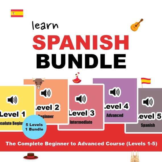 100+ Spanish Language Learning Bundle | PDF Lessons, Audio Practice, Flashcards, Grammar & Vocabulary