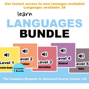 39 Sprachen Lernpaket | PDF, Audio, Video, Karteikarten (Digital Download)