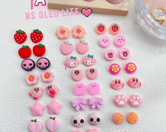 Switch/Oled/Lite Pink Themed Thumb Grip Caps | Cute Star Silicone Joystick Caps