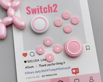 Switch 2 ボタンキャップ シリコンレインボーサムグリップ、ドットDパッド、NS2ボタンABXYセット、ゲーマーギフト