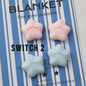 Pink Star Silicone Joystick Caps for Switch2/PS5/Xbox,Blue Star Thumb Grips Anti-Slip Controller Accessories