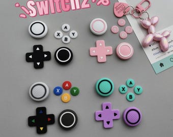 Switch 2-knopsdopjes siliconen regenboog duimgrepen, gekruiste navigatiepad, ABXY-set, voor gamercadeau
