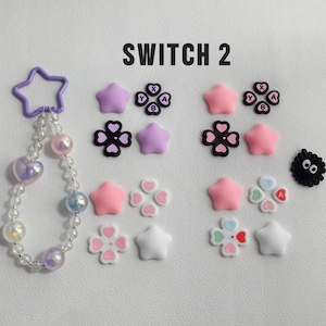 for Nintend2  Cute Star & Clover XYAB Thumb Grips Combo, Kawaii Pastel Silicone Joystick Caps, Y2K  Controller Accessorie