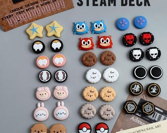 Joystickdoppen stoomdeck | Siliconen duimgrepen, kawaii-hond, verpakking van 4, cadeau voor gamer
