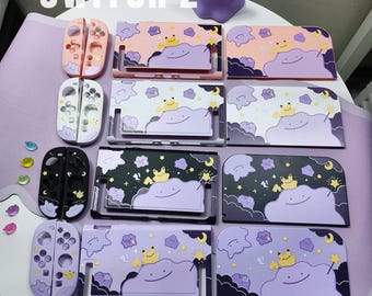 Purple Ditto Switch 2 Complete Kit | Protective Case, Dock Cover, JoyCon Shells, Thumb Grips & Carrying Bag, Bundle for gift