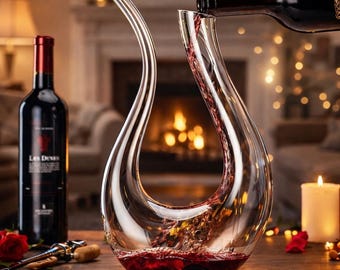 Decanter per vino soffiato a mano - Elegante aeratore in vetro, regalo per gli amanti del vino