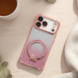 Gradient Glitter Mirror Phone Case for iPhone 17 Series, Shockproof TPU Bumper Cover