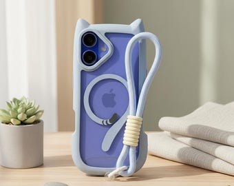 Cat Ear MagSafe Handyhülle für iPhone 11–17 Pro Max mit Handgelenkschlaufe
