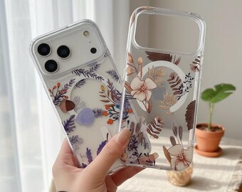 Wasserfarbe Transparent Blumen Handyhülle - Buntes Gänseblümchen Magnetische Handyhülle für iPhone 17 Serie