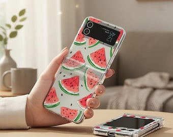 Bunte Obst Muster Falten Telefon Fall für Samsung Galaxy Z Flip klar PC Abdeckung