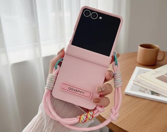 Mattes Candy Color Case für Samsung Galaxy Z Flip mit Handgelenkband und Standfuß