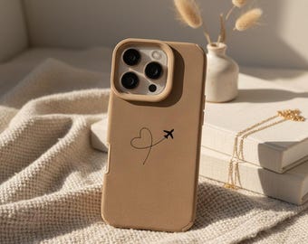 Flugzeug Route Liebe Herz iPhone Fall Kunstleder Schutzhülle